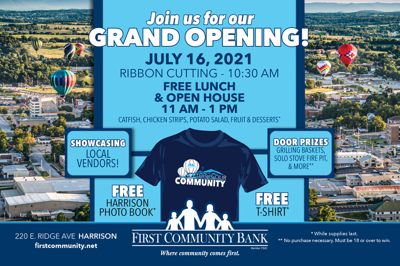 FIRST COMMUNITY BANK TO HOST GRAND OPENING CELEBRATION